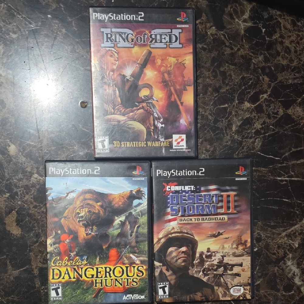 Sony Playstation 2 Games - Ring of Red, Cabela's Dangerous Hunt & Desert Storm